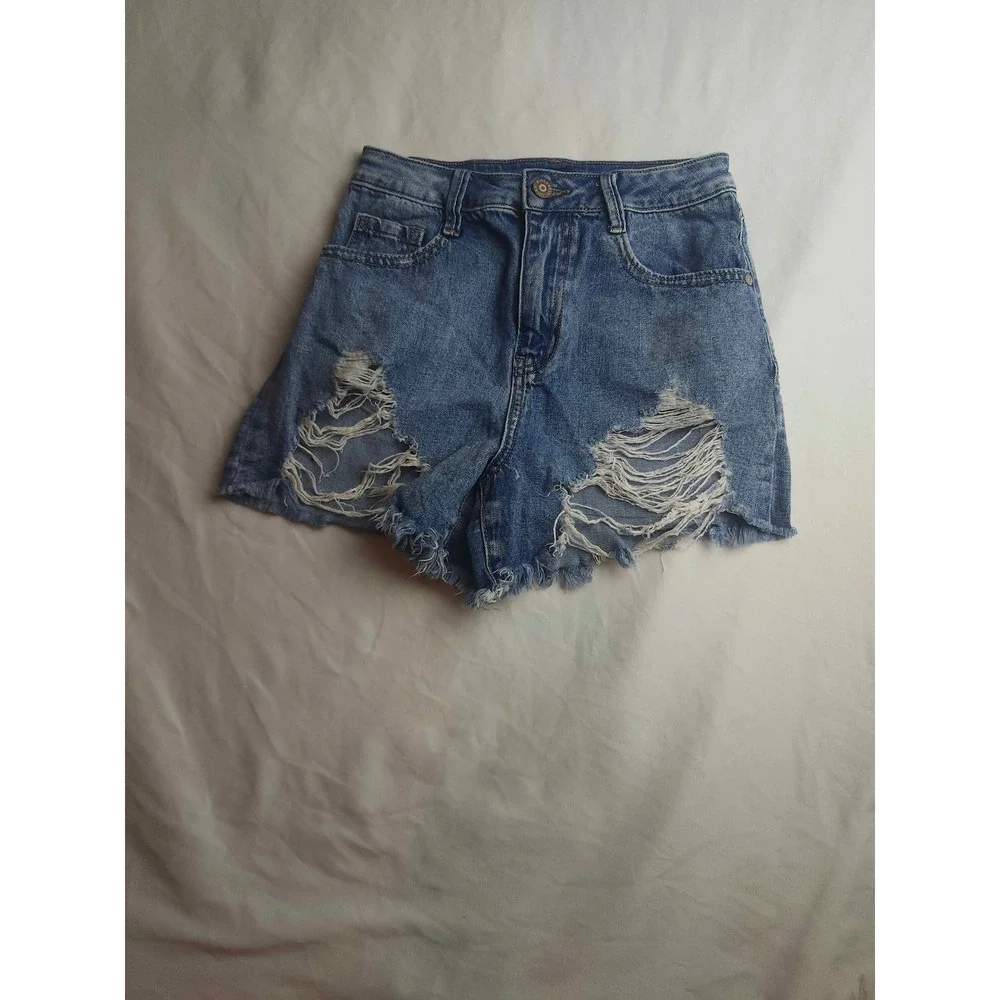 Sincerely Jules Distressed Denim Cutoff‎ Shorts Medium Wash Blue Size 0/24